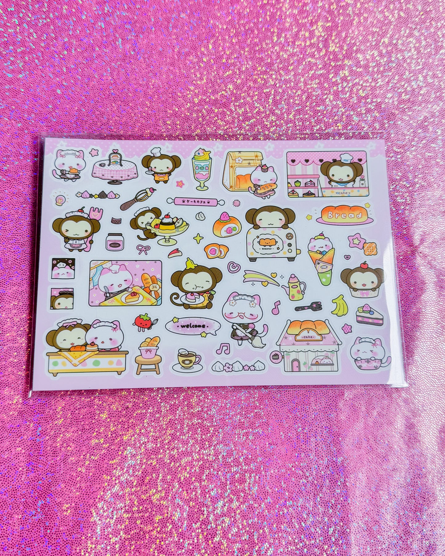 Cute Monkey Diner Sticker Sheet