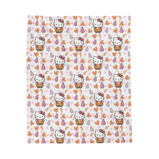 Cute Christmas Kitty Velveteen Plush Blanket