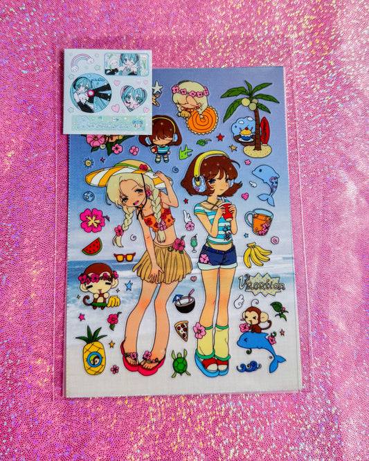 PAO Cute Beach Girl Stickers