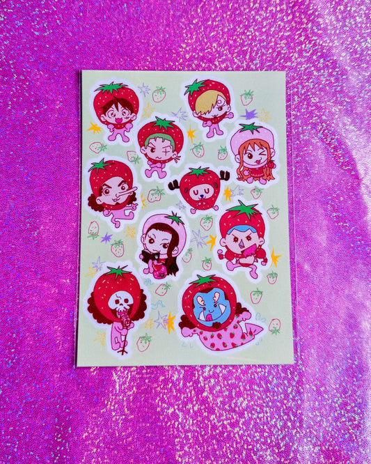 One Piece Strawberry Sticker Sheet