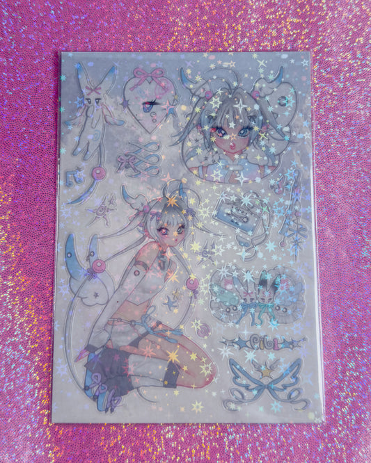 PIBL Blue and Pink Alien Sticker Sheet