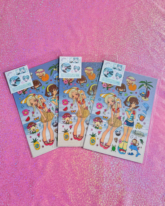 PAO Cute Beach Girl Stickers