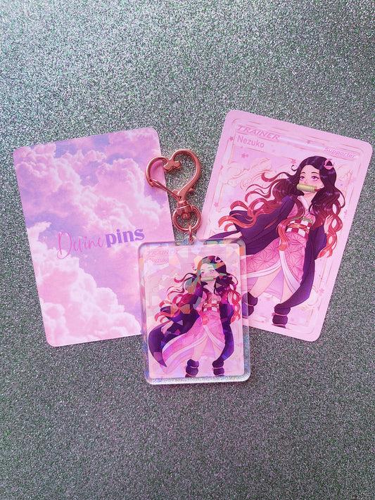 Nezuko Trading Card and Keychain Bundle